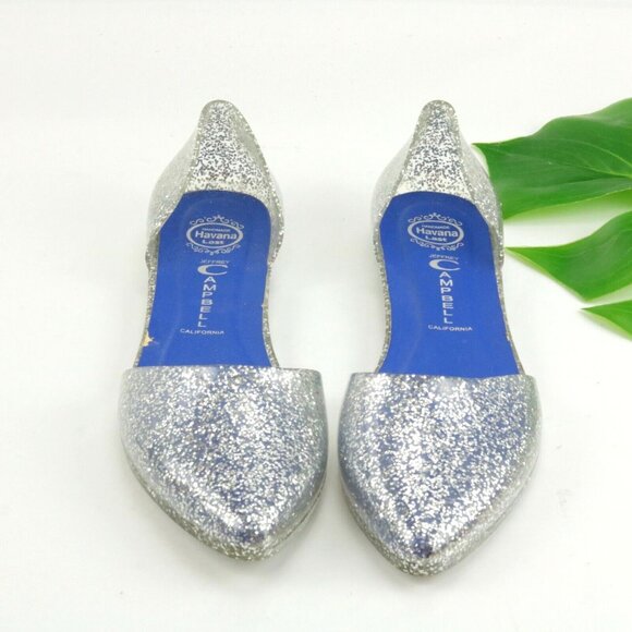 Jeffrey Campbell Womens Love DOrsay Flat Size 8 Silver Glitter Jelly SlipOn Shoe - Picture 2 of 12